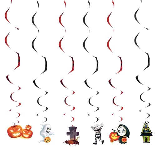6 Stück Hängende Wirbel Halloween Deko Hängedeko Spirale, Halloween Luftschlangen Girlanden Dekoration, Fledermäuse, Kürbis, Geist, Hexen Deko für Halloween Tischdeko, Tableware Set 16 Guests 6 Stück Hängende Wirbel Halloween Deko Hängedeko Spirale, Halloween Luftschlangen Girlanden Dekoration, Fledermäuse, Kürbis, Geist, Hexen Deko für Halloween Tischdeko, Tableware Set 16 Guests von POPOYU