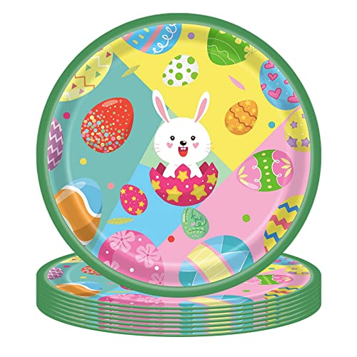 POPOYU 16 Stück Osterteller,7 Zoll Ostern Pappteller Happy Easter Pappteller,Osterteller Pappe Ostereier Papierteller Partygeschirr Osterdeko für Ostern Dekoration Geschirrset Ostern Party Tischdeko von POPOYU