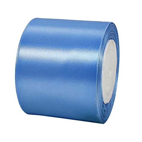 7.6 cm breites, blaues Band zum Basteln, 75 mm Band, blaues Stoffband, großes Satinband, solides Polyester, doppelseitiges Band zum Verschenken, Haarschleifen, Nähen, Hochzeitsauto, Geschenke von POPOYU