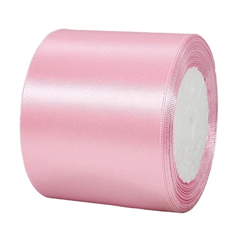 7.6 cm breites, rosa Band zum Basteln, 75 mm Band, rosa Stoff, großes Band, solides Satinband, doppelseitiges Polyesterband zum Verschenken, Haarschleifen, Nähen, Basteln, Hochzeitsauto, Geschenk von POPOYU