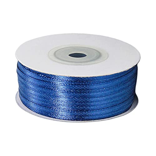 POPOYU Satinband 3mm Dunkelblau,Dunkelblau Band 3mm Natur,91m Dünn Geschenkband,Geschenkband und Schleifen für Geschenkverpackungen,Bastelarbeiten,Haare,Ostern,Weihnachten,Hochzeit,Luftballons von POPOYU