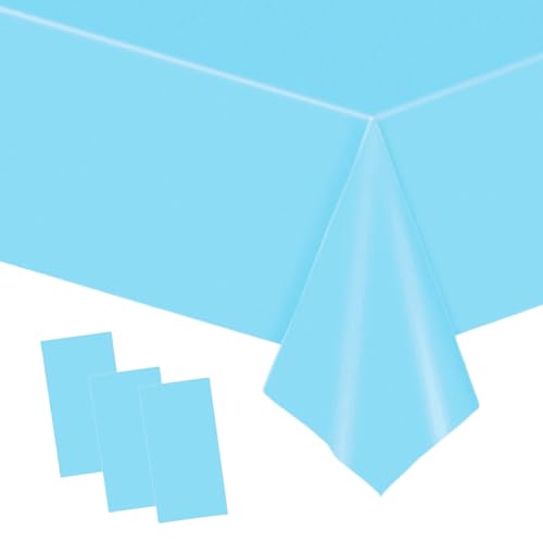 3P Tischdecke Hellblau Einweg,137*274cm Papiertischdecke Hellblau Tischtuch Tischdecke Hellblau Papier,Wasserdichte Tischdecke Hellblau Tischdecken für Party,Picknick,Geburtstags,Hochzeit,Weihnachten von POPOYU