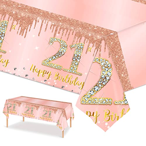 Rotgoldfarben Tischdecke zum 21. Geburtstag Roségold Tischdeko Geburtstag für Frauen,137 * 274cm Rechteck Wasserdicht Tischdecke für Alles Gute 21. Geburtstag Party Deko Rotgoldfarben Tischdecke zum 21. Geburtstag Roségold Tischdeko Geburtstag für Frauen,137 * 274cm Rechteck Wasserdicht Tischdecke für Alles Gute 21. Geburtstag Party Deko von POPOYU