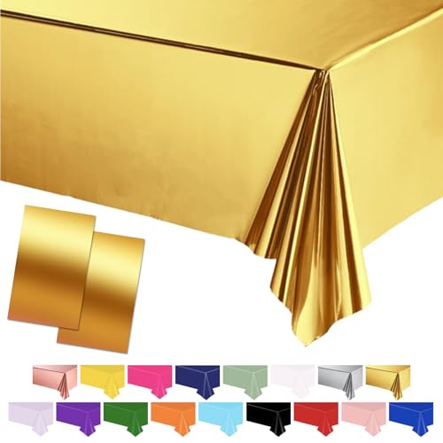 Gold Table Cloth Tablecovers, 137 * 274cm Kunststoff wasserdicht Tischdecken Party Tischdekorationen für Kinder Picknick Geburtstag, Graduierung Hochzeit Party Supplies Gold Table Cloth Tablecovers, 137 * 274cm Kunststoff wasserdicht Tischdecken Party Tischdekorationen für Kinder Picknick Geburtstag, Graduierung Hochzeit Party Supplies von POPOYU
