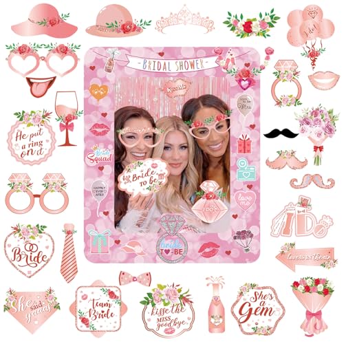 POPOYU 33 Stück Bachelorette Party Aufblasbarer Fotorahmen,JGA Accessoires Frauen,JGA Foto Requisiten,Fotobox Accessoires Bachelorette für Frauen Hochzeit,Junggesellinnenabschied Fotorahmen Set deko von POPOYU