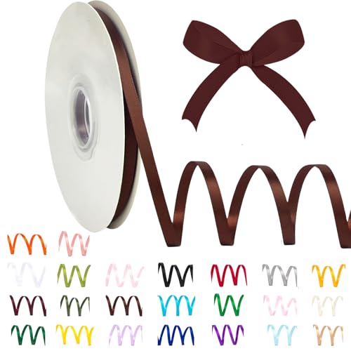 91 m dünnes Kaffeeband, Satinband, 6 mm, einfarbig, Stoffband, Seidensatinrolle, Kaffee-Verpackungsband und Schleifen für Geschenkverpackungen, DIY, Basteln, Haare, Weihnachtsschleifen, Kuchen, 91 m dünnes Kaffeeband, Satinband, 6 mm, einfarbig, Stoffband, Seidensatinrolle, Kaffee-Verpackungsband und Schleifen für Geschenkverpackungen, DIY, Basteln, Haare, Weihnachtsschleifen, Kuchen, von POPOYU