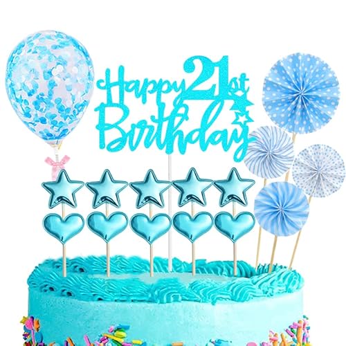 Tortendeko 21 Geburtstag Mädchen Junge,16 Stück Glitzer 21. Geburtstagstorte Topper,Blau Cake Topper Deko 21 Geburtstag,Happy 21st Birstday Kuchendeko Luftballons für 21. Geburtstag Party Kuchen Deko Tortendeko 21 Geburtstag Mädchen Junge,16 Stück Glitzer 21. Geburtstagstorte Topper,Blau Cake Topper Deko 21 Geburtstag,Happy 21st Birstday Kuchendeko Luftballons für 21. Geburtstag Party Kuchen Deko von POPOYU