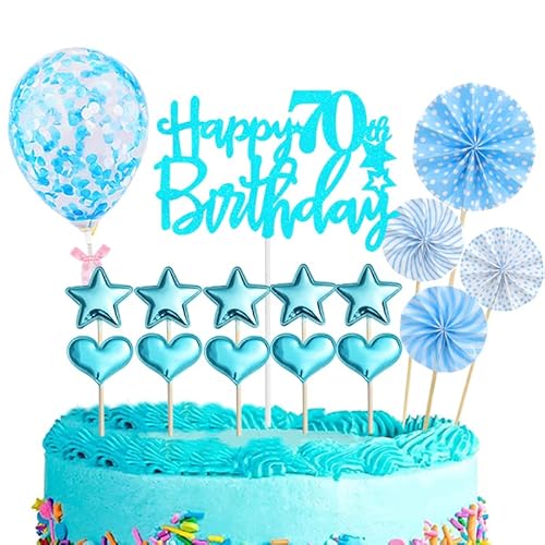 Tortendeko 70 Geburtstag Frau Mann,16 Stück Glitzer 70. Geburtstagstorte Topper,Blau Cake Topper Deko 70 Geburtstag,Happy 70th Birthday Kuchendeko Luftballons für 70. Geburtstag Party Kuchen Deko Tortendeko 70 Geburtstag Frau Mann,16 Stück Glitzer 70. Geburtstagstorte Topper,Blau Cake Topper Deko 70 Geburtstag,Happy 70th Birthday Kuchendeko Luftballons für 70. Geburtstag Party Kuchen Deko von POPOYU
