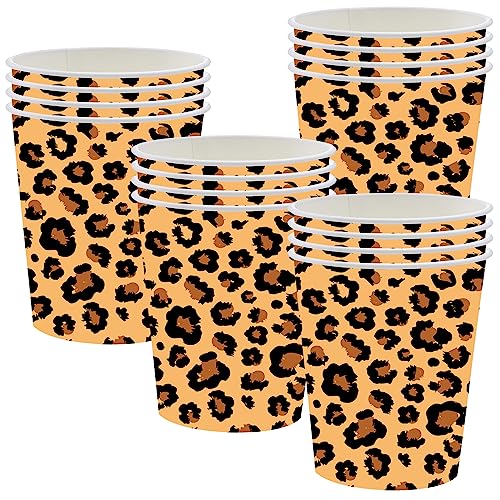 Leopard-Druck Partybecher 16 Stück Dschungel Tier Druck Pappbecher für Babyparty Kindergeburtstag Pappbecher mit Dschungeltieren für Dschungel Safari Geburtstag Party Dekorationen von POPOYU