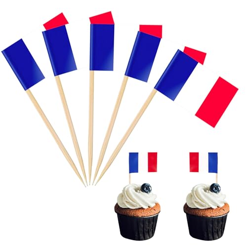 POPOYU 100 Stück Frankreich Zahnstocher Flaggen,Französische Flagge Fahne Klein Cocktail Tischdeko für Frankreich Deko Em 2024,Euro,Eurovision Contest,Olympische Cupcake-Topper,Zahnstocher,Pub-deko POPOYU 100 Stück Frankreich Zahnstocher Flaggen,Französische Flagge Fahne Klein Cocktail Tischdeko für Frankreich Deko Em 2024,Euro,Eurovision Contest,Olympische Cupcake-Topper,Zahnstocher,Pub-deko von POPOYU