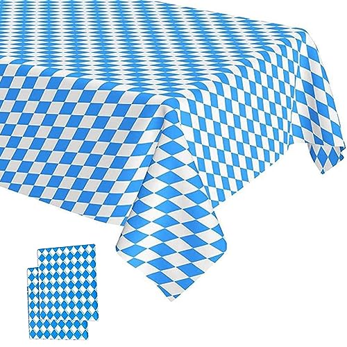 2 Stück Oktoberfest Tischdecke 137 x 274cm Blau Weiß Bayern Raute Oktoberfest Party-Tischdecke Kunststoff-Wasserfest-Tischdecke für Oktoberfest Deutsche Party Geburtstag Party Dekorationen von POPOYU