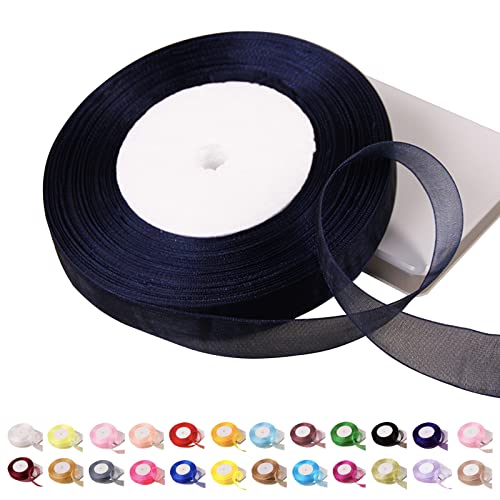POPOYU Chiffonband Dunkelblau, 15mmx45m Organzaband Schleifenband für Hochzeit, Geschenkband Tüllband Transparent Satinband für Weihnachten, Taufe, Geburtstag POPOYU Chiffonband Dunkelblau, 15mmx45m Organzaband Schleifenband für Hochzeit, Geschenkband Tüllband Transparent Satinband für Weihnachten, Taufe, Geburtstag von POPOYU