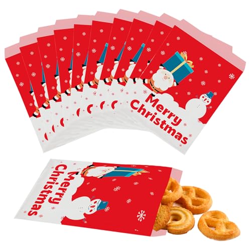 POPOYU 12 Stücke Weihnachten Popcorn Boxen, 5x7'' Druck Papiertüten, Weihnachtsfeier Zubehör, Gastgeschenke, Treat Taschen, Buffet Süßwarenstand von POPOYU