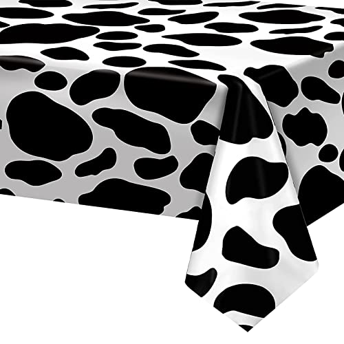 POPOYU 137 X 274 cm Kuh Plastikdecke,Tischdecke Safari,Tischdecke Kuh für SafariThema Partydekorationen,Tischdecken Dschungel Kindergeburtstag für Dschungel Safari Geburtstag Party Zubehör von POPOYU