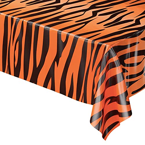 POPOYU 137 X 274 cm Tiger Plastikdecke,Tischdecke Safari,Tischdecke Tiger für SafariThema Partydekorationen,Tischdecken Dschungel Kindergeburtstag für Dschungel Safari Geburtstag Party Zubehör von POPOYU