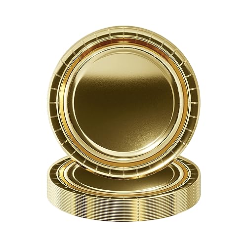 POPOYU 16 Stück Gold Pappteller,18CM Rund Teller Einwegteller Gold Einmalteller Einweg Geschirr,9inch Partyteller Einmalgeschirr Tisch Dekorationen Partygeschirr für Hochzeit Garten Geburtstag Party POPOYU 16 Stück Gold Pappteller,18CM Rund Teller Einwegteller Gold Einmalteller Einweg Geschirr,9inch Partyteller Einmalgeschirr Tisch Dekorationen Partygeschirr für Hochzeit Garten Geburtstag Party von POPOYU