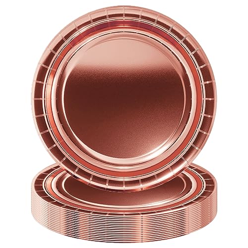 POPOYU 16 Stück Roségold Pappteller,23CM Rund Teller Einwegteller Gold Einmalteller Einweg Geschirr,9in Partyteller Einmalgeschirr Tisch Dekorationen Partygeschirr für Hochzeit Garten Geburtstag Party POPOYU 16 Stück Roségold Pappteller,23CM Rund Teller Einwegteller Gold Einmalteller Einweg Geschirr,9in Partyteller Einmalgeschirr Tisch Dekorationen Partygeschirr für Hochzeit Garten Geburtstag Party von POPOYU