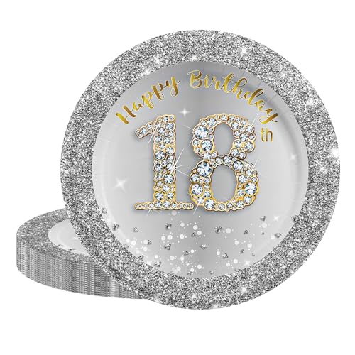 POPOYU 16 Stück Silber und Gold Pappteller,18. Geburtstag Party Tischdeko,17.78cm Pappteller Hochwertige Papptelle für Mann Frau Geburtstag Party Deko,Partyzubehör zum Thema Silber Gold POPOYU 16 Stück Silber und Gold Pappteller,18. Geburtstag Party Tischdeko,17.78cm Pappteller Hochwertige Papptelle für Mann Frau Geburtstag Party Deko,Partyzubehör zum Thema Silber Gold von POPOYU