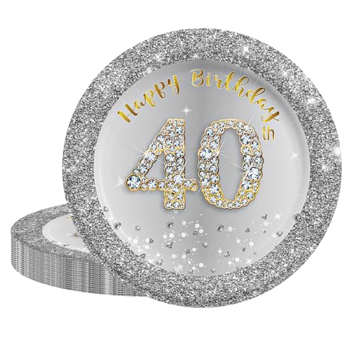 16 Stück Silber und Gold Pappteller,40. Geburtstag Party Tischdeko,17.78cm Pappteller Hochwertige Papptelle für Mann Frau Geburtstag Party Deko,Partyzubehör zum Thema Silber Gold 16 Stück Silber und Gold Pappteller,40. Geburtstag Party Tischdeko,17.78cm Pappteller Hochwertige Papptelle für Mann Frau Geburtstag Party Deko,Partyzubehör zum Thema Silber Gold von POPOYU