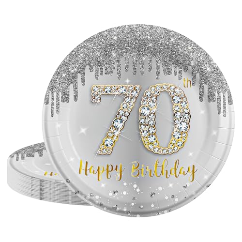 POPOYU 16 Stück Silber und Gold Pappteller,70. Geburtstag Party Tischdeko,22.86cm Pappteller Hochwertige Papptelle für Mann Frau Geburtstag Party Deko,Partyzubehör zum Thema Silber Gold POPOYU 16 Stück Silber und Gold Pappteller,70. Geburtstag Party Tischdeko,22.86cm Pappteller Hochwertige Papptelle für Mann Frau Geburtstag Party Deko,Partyzubehör zum Thema Silber Gold von POPOYU