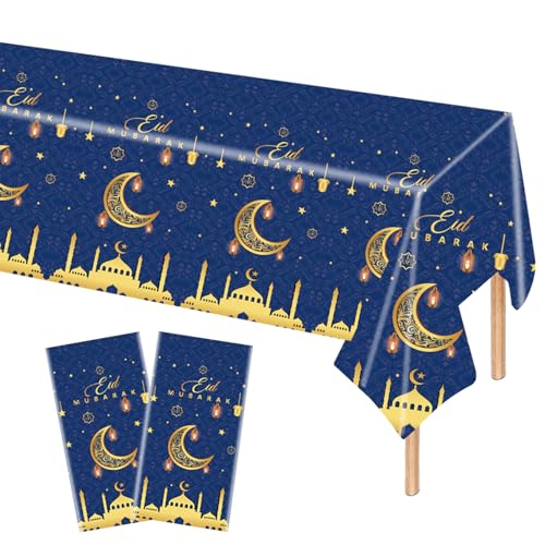 POPOYU 2 Stück Ramadan Tischdecke Blaues Gold,137cmx274cm Große Eid Ramadan Mubarak Tischdecke,Ramadan Table Cover,Ramadan deko tischdecke für Mubarak,Islam,muslimische Party POPOYU 2 Stück Ramadan Tischdecke Blaues Gold,137cmx274cm Große Eid Ramadan Mubarak Tischdecke,Ramadan Table Cover,Ramadan deko tischdecke für Mubarak,Islam,muslimische Party von POPOYU