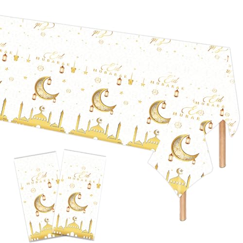POPOYU 2 Stück Ramadan Tischdecke Weißgold,137cmx274cm Große Eid Ramadan Mubarak Tischdecke,Ramadan Table Cover,Ramadan deko tischdecke für Mubarak,Islam,muslimische Party POPOYU 2 Stück Ramadan Tischdecke Weißgold,137cmx274cm Große Eid Ramadan Mubarak Tischdecke,Ramadan Table Cover,Ramadan deko tischdecke für Mubarak,Islam,muslimische Party von POPOYU