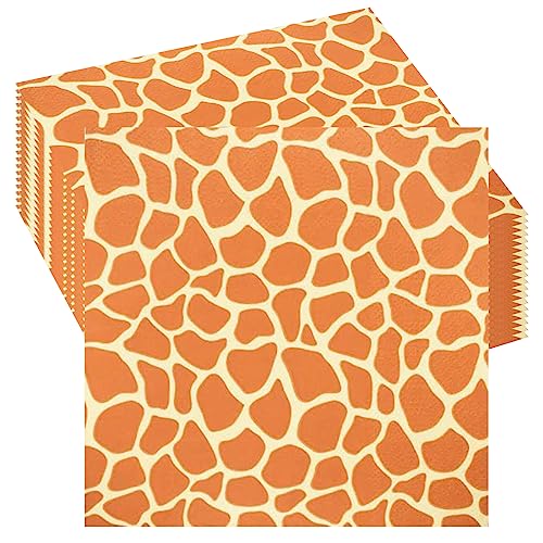 POPOYU 20 Stück Giraffe Servietten,33 cm*33 cm Servietten Dschungel,Deko Safari Servietten für Babyparty,Servietten Kindergeburtstag Giraffe für Dschungel Safari Geburtstag Party Dekorationen von POPOYU