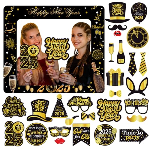 POPOYU 2025 Neujahrs-Fotokabine, 2025 Neujahr Aufblasbarer Selfie-Bilderrahmen 25 Stück glänzende Fotokabine Requisiten, glänzender riesiger blasender Rahmen für 2025 Neujahrsparty Feier Zubehör POPOYU 2025 Neujahrs-Fotokabine, 2025 Neujahr Aufblasbarer Selfie-Bilderrahmen 25 Stück glänzende Fotokabine Requisiten, glänzender riesiger blasender Rahmen für 2025 Neujahrsparty Feier Zubehör von POPOYU