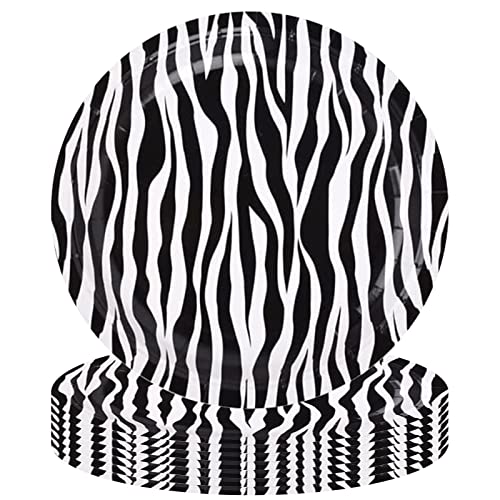 22,86 cm Zebra-Druck Party Teller 16 Stück Dschungel Tier Druck Pappteller für Babyparty Zebra Runde Pappteller Dinner Dessertteller für Dschungel Safari Geburtstag Party Dekorationen von POPOYU