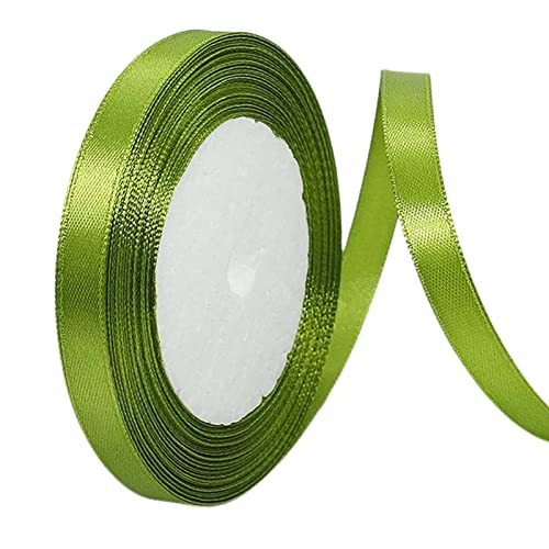 POPOYU 22 Meter Satinband Olivgrün,OlivgrünBand Dünn 1cm,Schleifenband Textil 1cm,Textil Geschenkband Satin für Verpacken von Haarschleifen,Kuchen,Hochzeit,Weihnachtsdekoration von POPOYU