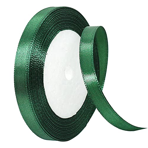 POPOYU 22 Meter Satinband Schwarzgrün,SchwarzgrünBand Dünn 1cm,Schleifenband Textil 1cm,Textil Geschenkband Satin für Verpacken von Haarschleifen,Kuchen,Hochzeit,Weihnachtsdekoration von POPOYU