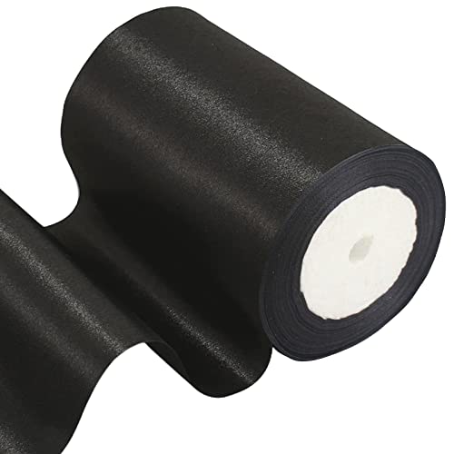 POPOYU 23m Geschenkband Schwarz Breit,Satinband 10cm Breit,Geschenk Schleife XXL,Breites Band Schwarz,Riesen Geschenkschleife,Geschenkschleife Auto xxl für Verpacken von Geschenken Weihnachten von POPOYU