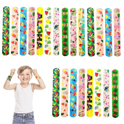 POPOYU 24 Stück Flamingo Slap Armbänder Set Kinder für Jungen Mädchen Snap Bracelets Geburtstag Schulfest Zubehör von POPOYU