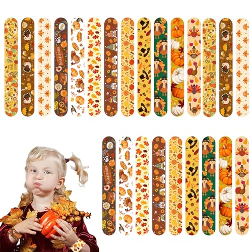 POPOYU 24 Stück Thanksgiving Schnapparmbänder für Kinder, Erntedankfest Armband Gastgeschenke, Mitgebsel Slap Armbänder für Kleine Geschenke POPOYU 24 Stück Thanksgiving Schnapparmbänder für Kinder, Erntedankfest Armband Gastgeschenke, Mitgebsel Slap Armbänder für Kleine Geschenke von POPOYU