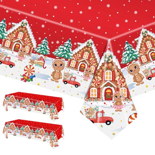 POPOYU 2Stück Weihnachtstischdecke,Lebkuchenmann Einweg Tischdecke Weihnachten,Groß Rechteckige Weihnachtsmann Schneemann Tischhussen Esstischdecke für Weihnachts Party TischdeckeTischtuch(137x274cm) POPOYU 2Stück Weihnachtstischdecke,Lebkuchenmann Einweg Tischdecke Weihnachten,Groß Rechteckige Weihnachtsmann Schneemann Tischhussen Esstischdecke für Weihnachts Party TischdeckeTischtuch(137x274cm) von POPOYU