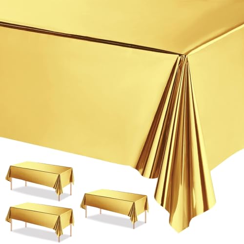 POPOYU 3 Stück Gold Tischdecken 137x274cm Kunststoff Rechteck Tischdecken,wasserdichte Kunststoff-Tischdecken für Tische im Indoor und Outdoor Partys,Geburtstage, Hochzeiten,Haushalt Partyzubehör POPOYU 3 Stück Gold Tischdecken 137x274cm Kunststoff Rechteck Tischdecken,wasserdichte Kunststoff-Tischdecken für Tische im Indoor und Outdoor Partys,Geburtstage, Hochzeiten,Haushalt Partyzubehör von POPOYU