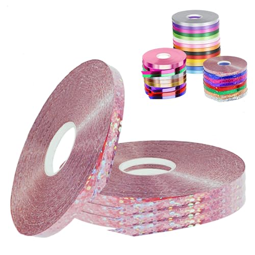 POPOYU 4 Stück Schleifenband Roségold für Luftballons, 5mm x 50m Polyester Satinband Geschenkband Stoffband Seidenbänder für Heimwerkerkunst DIY-Handwerk, 200 m rotgoldenes Band für Luftballons von POPOYU