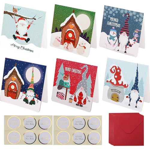 POPOYU 6 Stück Weihnachtskarten mit Umschlag Aufklebern Set, Klappkarten Weihnachtsgrußkarten Kraftpapier Karten Postkarten für Weihnachten, Grußkarte für Familie Freunde Neujahr Weihnachtsgrüße POPOYU 6 Stück Weihnachtskarten mit Umschlag Aufklebern Set, Klappkarten Weihnachtsgrußkarten Kraftpapier Karten Postkarten für Weihnachten, Grußkarte für Familie Freunde Neujahr Weihnachtsgrüße von POPOYU