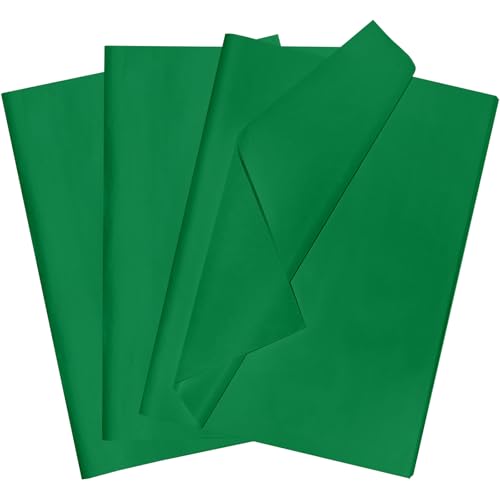 POPOYU 60 Blatt Seidenpapier Geschenkpapier Dunkelgrün,35x50cm Seidenpapier Verpackungsmaterial Papier Tissue Paper Packseide für Weihnachten GeburtstagHandwerk Geschenkverpackung Füller DIY Basteln von POPOYU