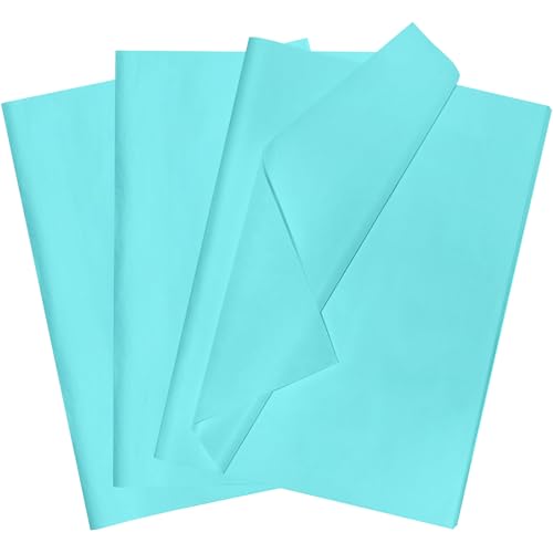 POPOYU 60 Blatt Seidenpapier Geschenkpapier Hellblau,35x50cm Seidenpapier Verpackungsmaterial Papier Tissue Paper Packseide für Weihnachten Hellblaues Seidenpapier für Geschenktüten von POPOYU
