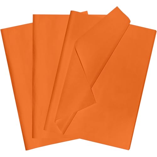 POPOYU 60 Blatt Seidenpapier Geschenkpapier Orange,35x50cm Seidenpapier Verpackungsmaterial Papier Tissue Paper Packseide für Weihnachten Orangefarbenes Seidenpapier für Geschenktüten von POPOYU