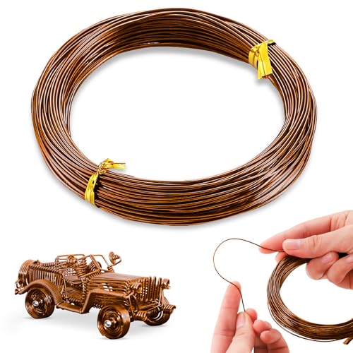 POPOYU Aluminiumdraht 1mm Bronze,50M Draht zumBasteln 1mm Bronze,Golddraht zum Basteln,Schmuck Draht,Aludraht Basteln,Basteldraht für Schmuck Machen Lieferungen und Crafting von POPOYU