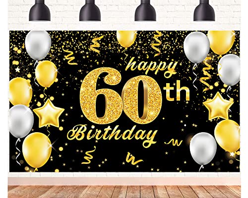 POPOYU Banner 60 Geburtstag Frau XXL,60. Geburtstag Banner Gold Schwarz,Geburtstagsplakat 60 Jahre,60. Geburtstag.Mann Banner&Groß,Deko 60Geburtstag Banner.für Männer Frauen Geburtstagsfeier POPOYU Banner 60 Geburtstag Frau XXL,60. Geburtstag Banner Gold Schwarz,Geburtstagsplakat 60 Jahre,60. Geburtstag.Mann Banner&Groß,Deko 60Geburtstag Banner.für Männer Frauen Geburtstagsfeier von POPOYU