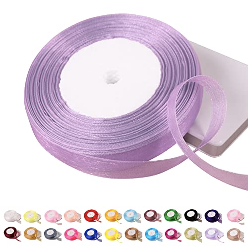POPOYU Chiffonband Babyviolett, 15mmx45m Organzaband Baby-Lila Schleifenband Hochzeit Geschenkband Tüllband Transparent Satinband für Weihnachten Taufe Geburtstag von POPOYU