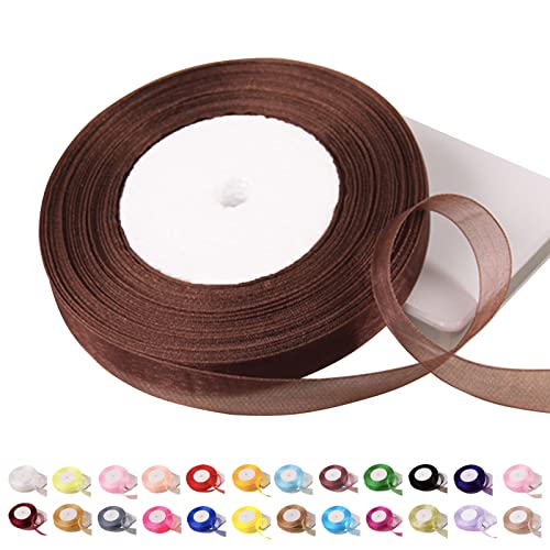 45 m Kaffee-Organza-Band, 15 mm, Organza-Chiffonband, transparentes Chiffonband, Weihnachtsband, Haarband, Geschenkpapierband, Organza, zum Basteln, Kranzherstellen, Geschenkverpackungen, Hochzeit 45 m Kaffee-Organza-Band, 15 mm, Organza-Chiffonband, transparentes Chiffonband, Weihnachtsband, Haarband, Geschenkpapierband, Organza, zum Basteln, Kranzherstellen, Geschenkverpackungen, Hochzeit von POPOYU