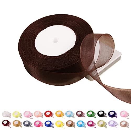 45 m Kaffee-Organza-Band, 25 mm, Organza-Chiffonband, transparentes Chiffonband, Weihnachtsband, Haarband, Geschenkpapierband, Organza, zum Basteln, Kranzherstellen, Geschenkverpackungen, Hochzeit 45 m Kaffee-Organza-Band, 25 mm, Organza-Chiffonband, transparentes Chiffonband, Weihnachtsband, Haarband, Geschenkpapierband, Organza, zum Basteln, Kranzherstellen, Geschenkverpackungen, Hochzeit von POPOYU