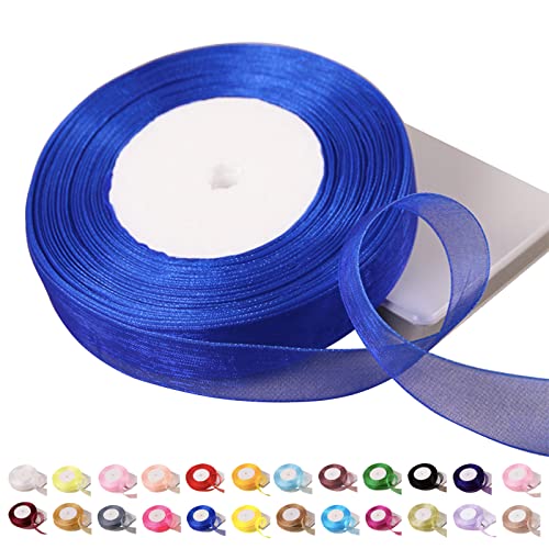 45 m Organza-Band, königsblau, 20 mm, Organza-Chiffonband, transparentes Chiffonband, Weihnachtsband, Haarband, Geschenkverpackung, Organza-Band zum Basteln, Geschenkverpackungen, Hochzeit von POPOYU