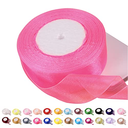 45 m rosenrotes Organza-Band, 39 mm, Organza-Chiffonband, transparentes Chiffonband, Weihnachtsband, Haarband, Geschenkpapierband, Organza-Band zum Basteln, Geschenkverpackungen, Hochzeit von POPOYU
