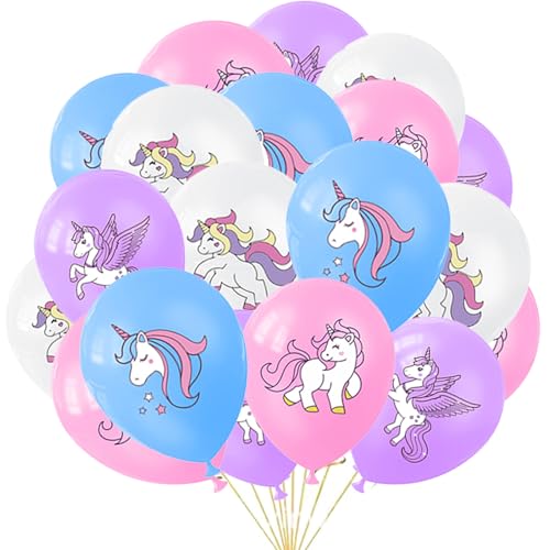 POPOYU Einhorn Deko Luftballons,20 Stück Latex Einhörner Luftballons für Prinzessin Geburtstagsdeko,12 Zoll Einhorn Geburtstags Helium Ballons für Junge Mädchen Kinder Geburtstag Party Dekorationen von POPOYU