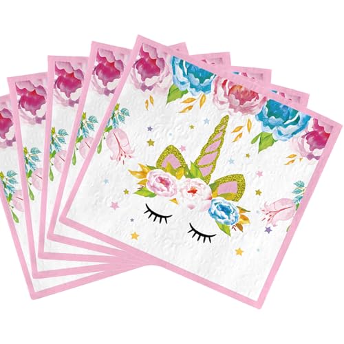 POPOYU Einhorn Geburtstag Servietten, 20 Stück Rosa Prinzessinnen Party Servietten Tischdeko, 33x33cm Papierservietten Paper Napkins, Kindergeburtstag Party Zubehör für Mädchen Deko Tischserviette POPOYU Einhorn Geburtstag Servietten, 20 Stück Rosa Prinzessinnen Party Servietten Tischdeko, 33x33cm Papierservietten Paper Napkins, Kindergeburtstag Party Zubehör für Mädchen Deko Tischserviette von POPOYU